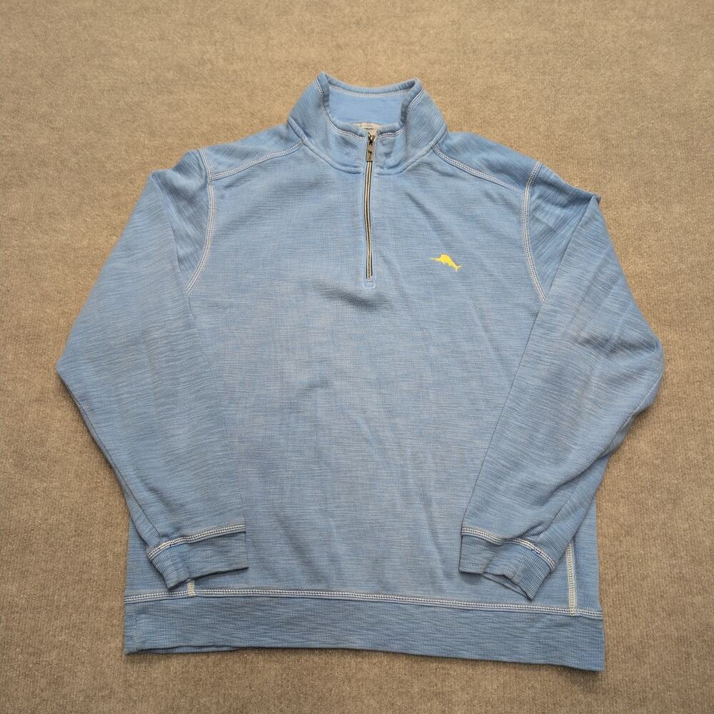 Tommy Bahama Men's Sweater Size L Light Blue 1/4 Zip Tobago Bay